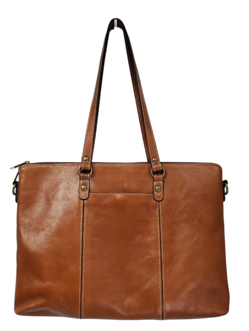Patricia Nash Large Leather Tote Bag Classic Boho Style Brown With Gold Hardware